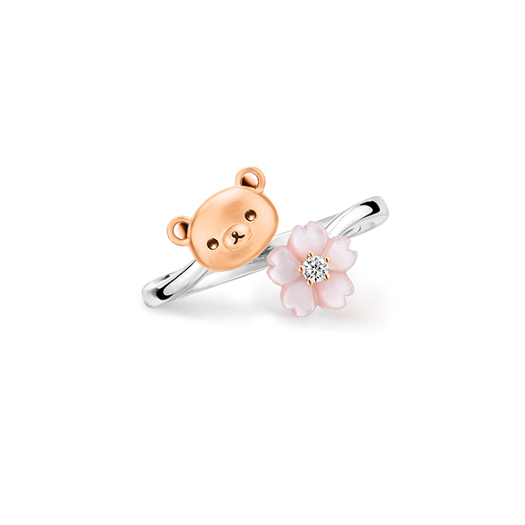 Rilakkuma™ Collection "Rilakkuma™ and Cherry Blossom" 18K Gold Diamond Ring with Mother-of-Pearl