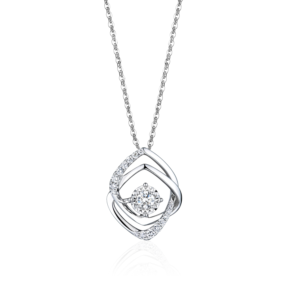 "Love Across"18K Gold Diamond Pendant