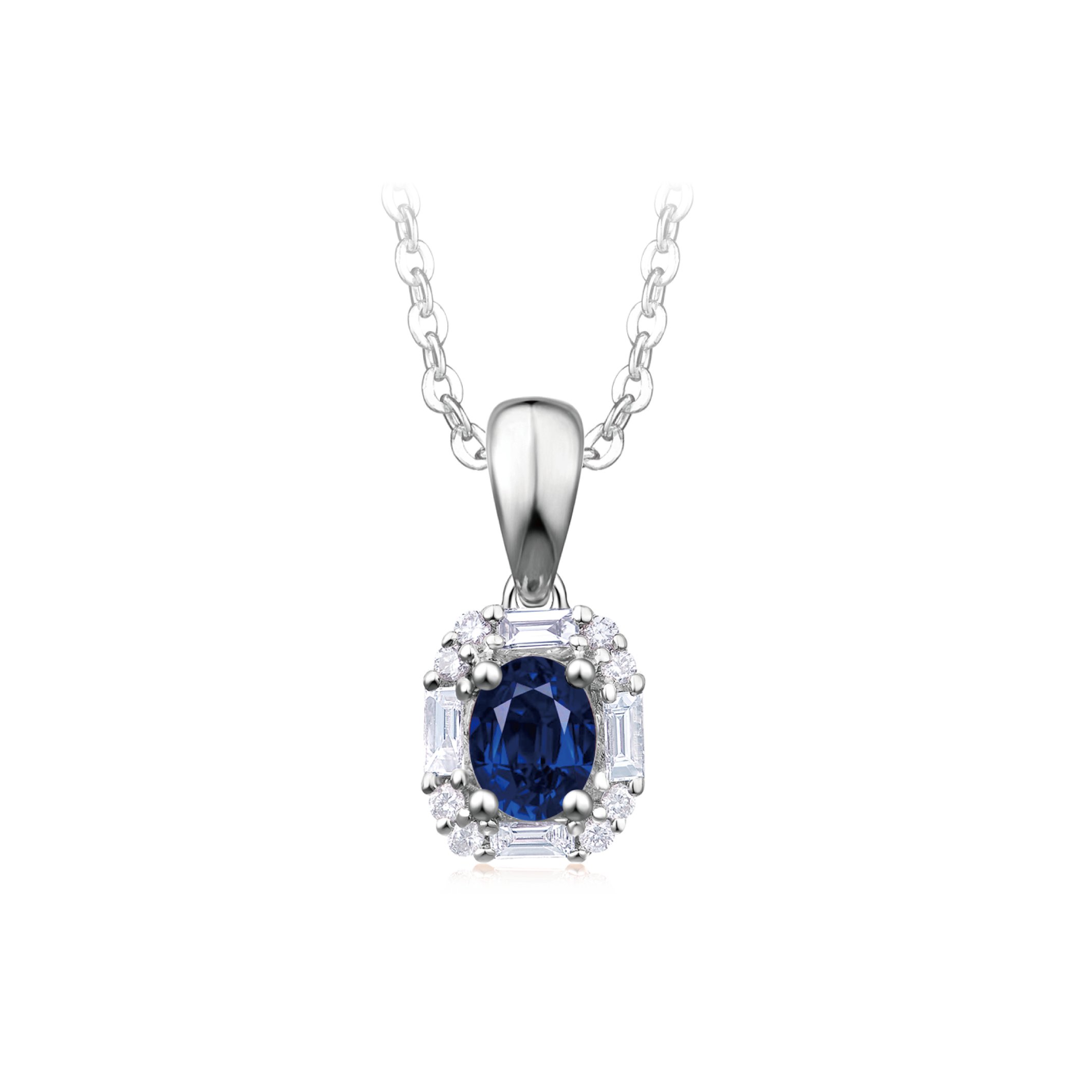 18K Gold Sapphire and Diamond Pendant