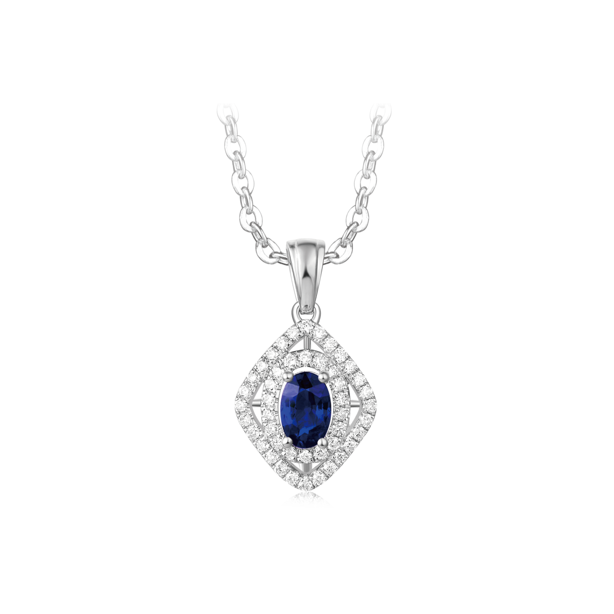 18K Gold Sapphire and Diamond Pendant