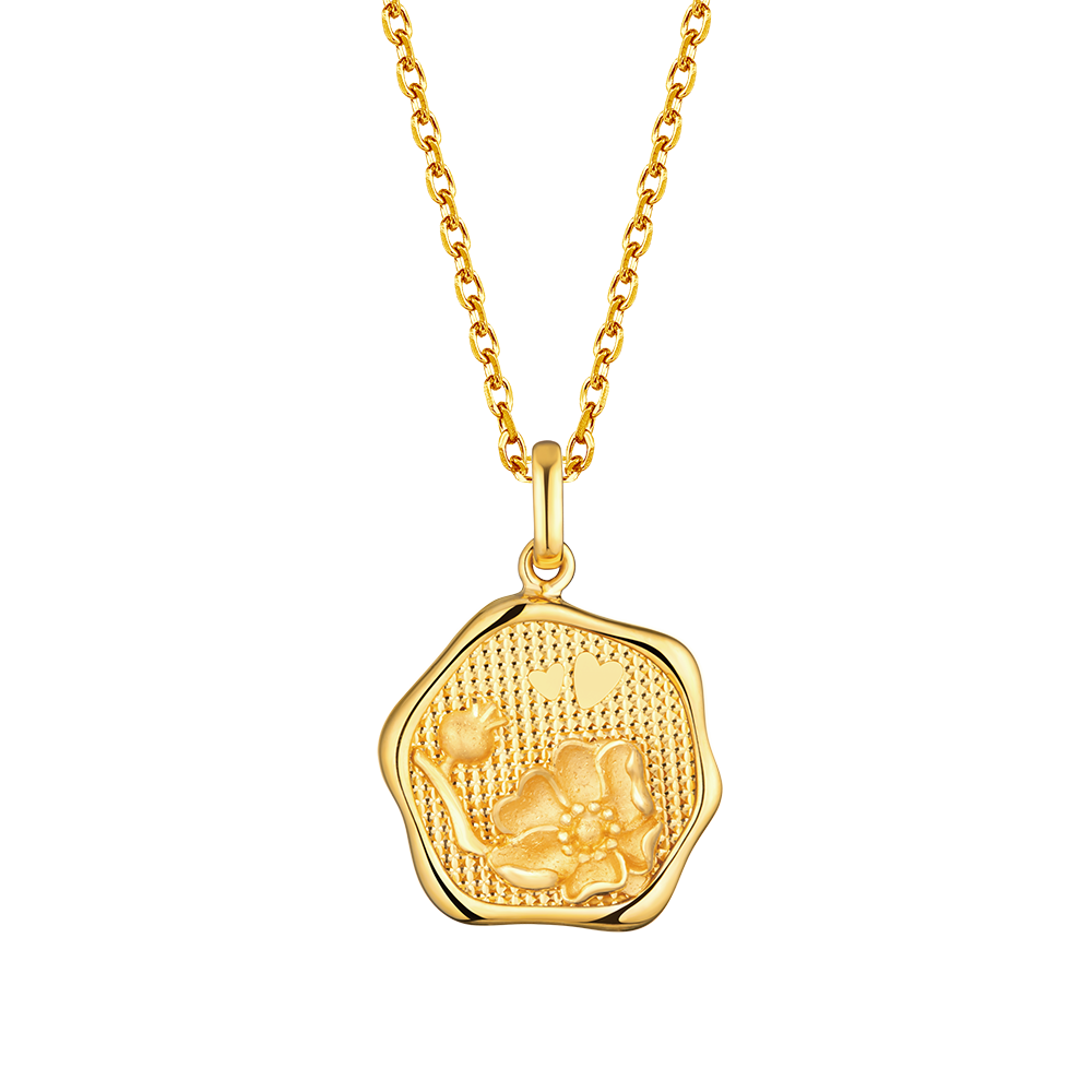 Goldstyle " Twelve Flora-Pomegranate Flower " Gold Pendant